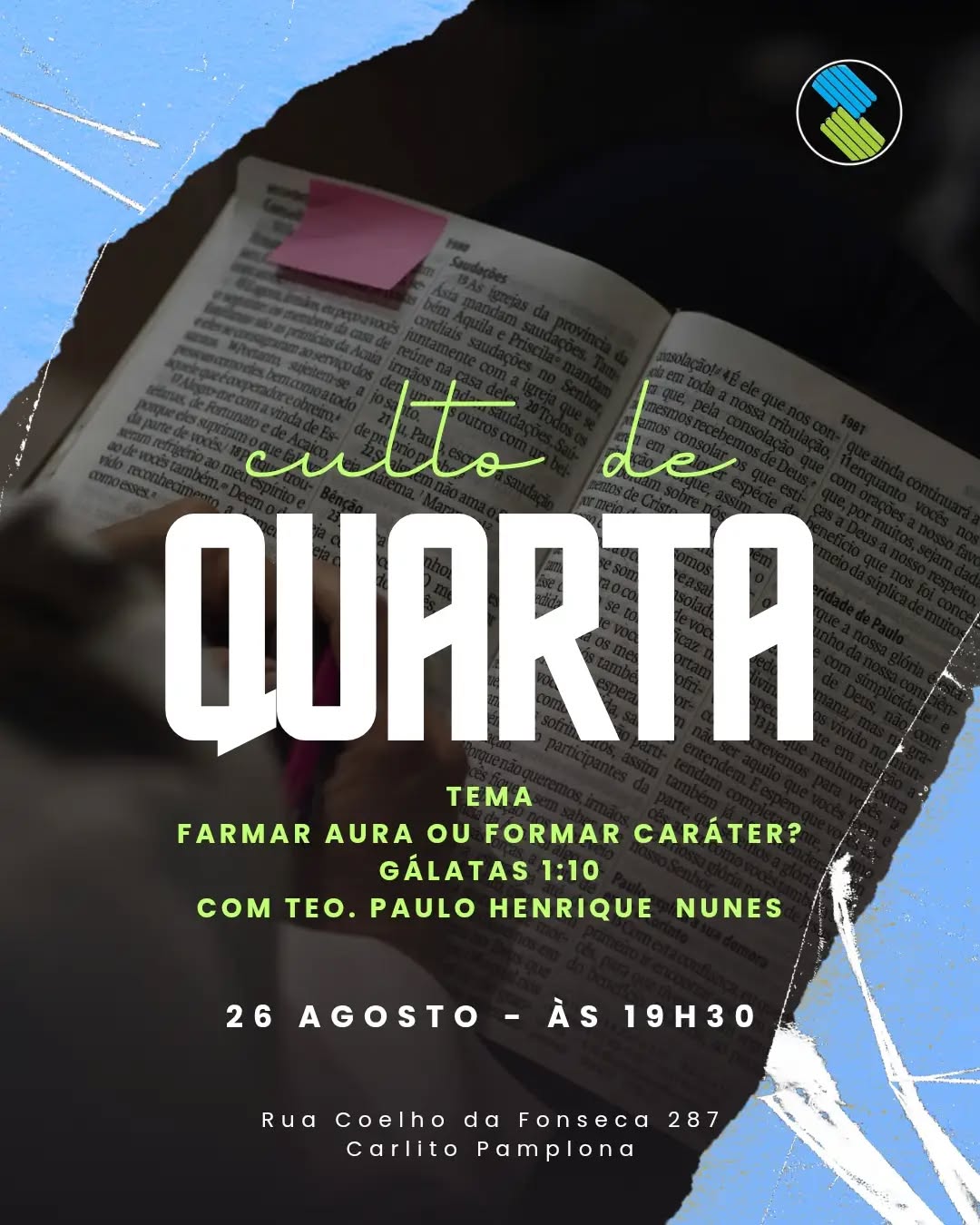 Culto de Doutrina e Oração, vem aprender e crescer na palavra? Vem