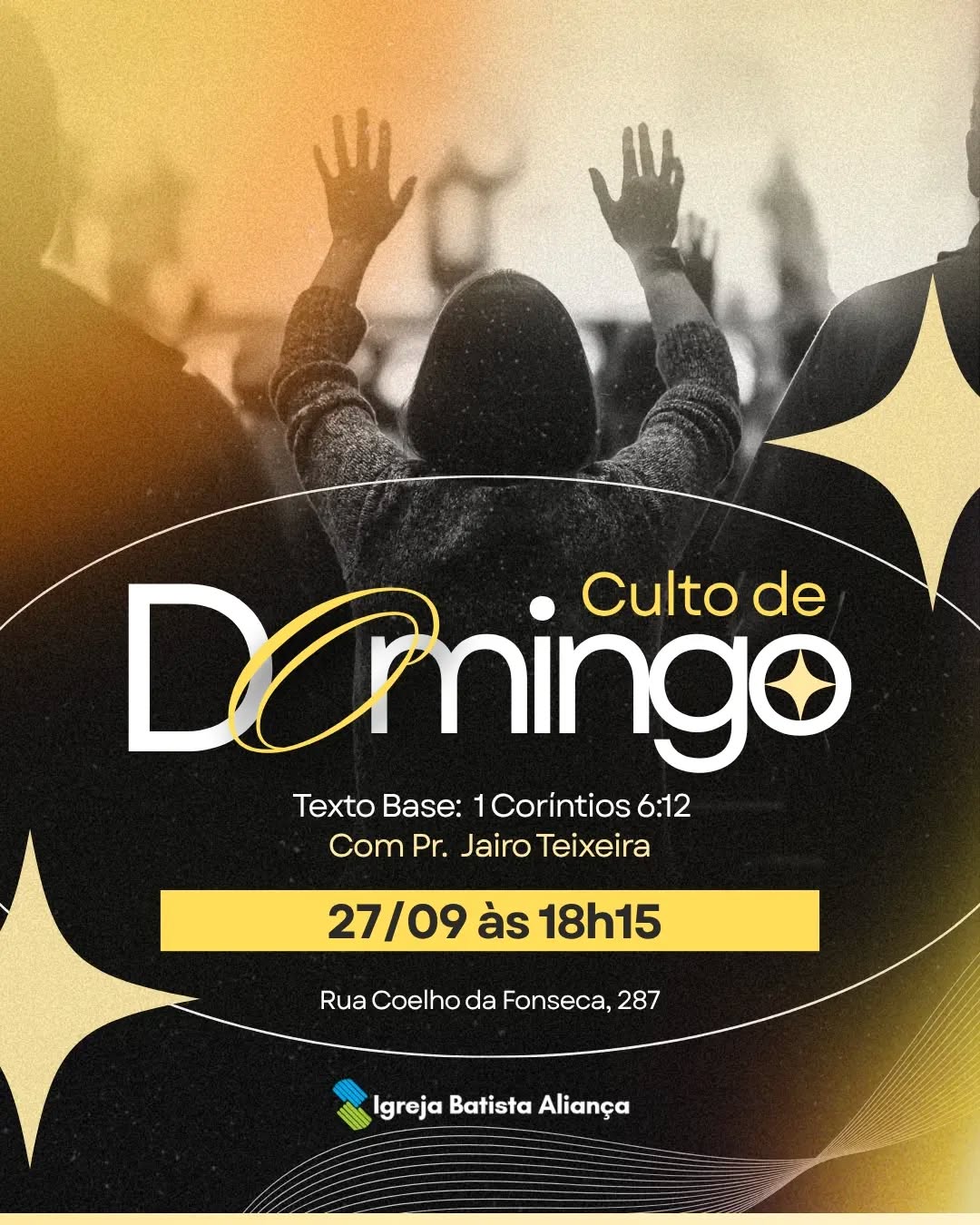 Culto de louvor e adoração, vem para casa do Senhor, vem adorar junto conosco!