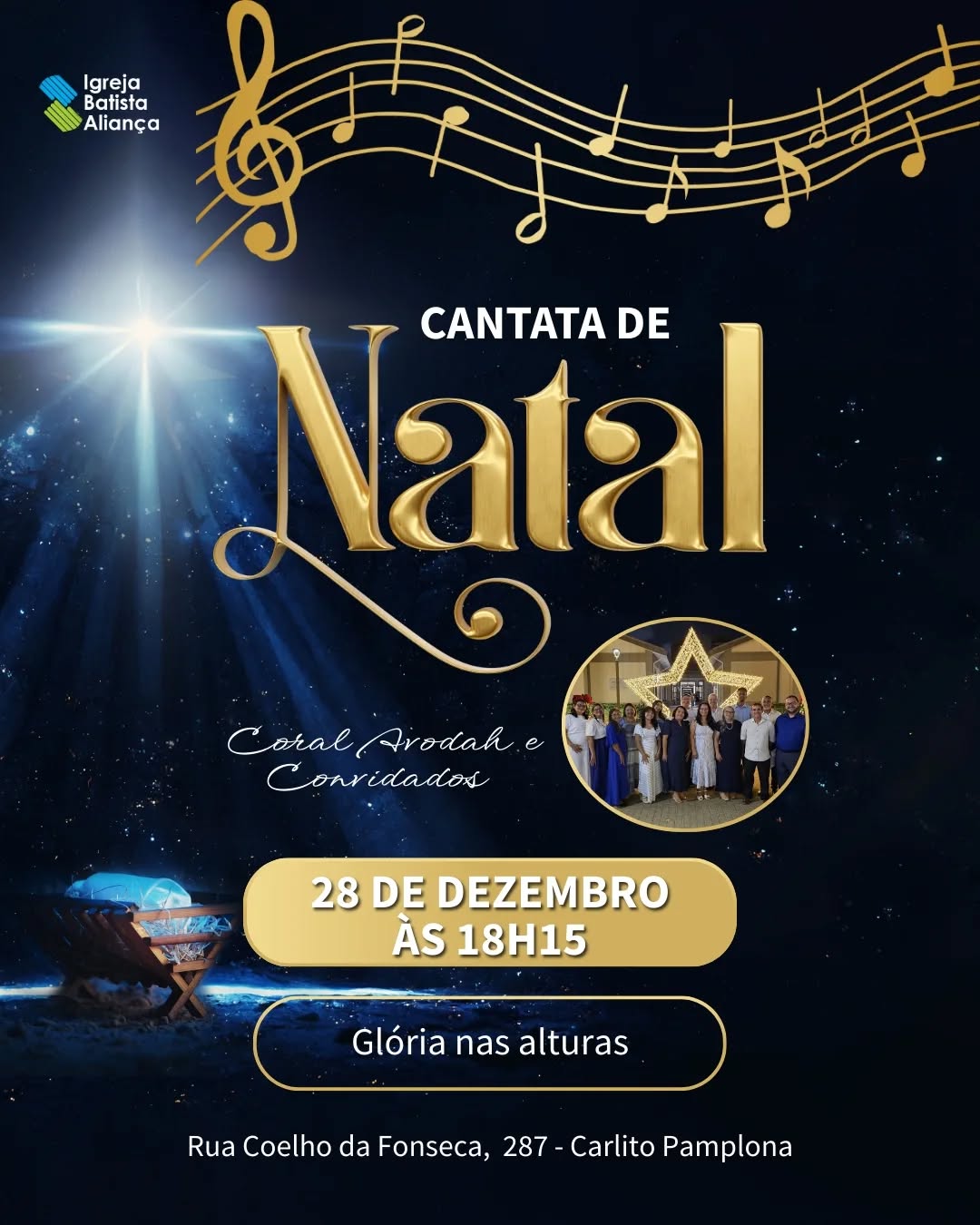 Hoje teremos nossa cantata e você está convidado a estar conosco nesse momento tão especial! Vem!?