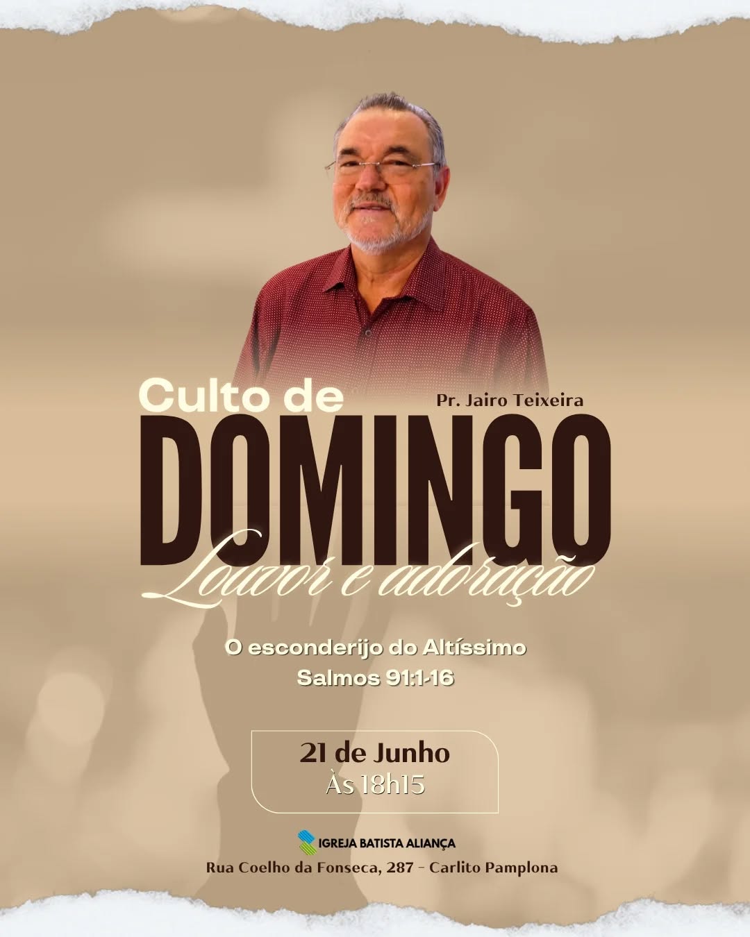 Vamos adorar nosso Deus juntos?
Vem re esperamos as 18h15!