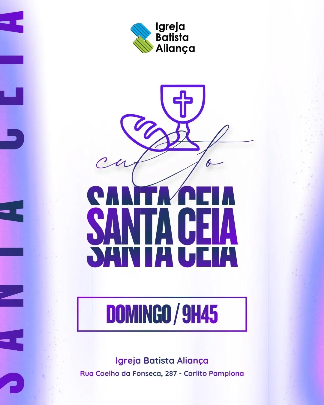 Culto de ceia, vem pra nossa comunhão com o Senhor!