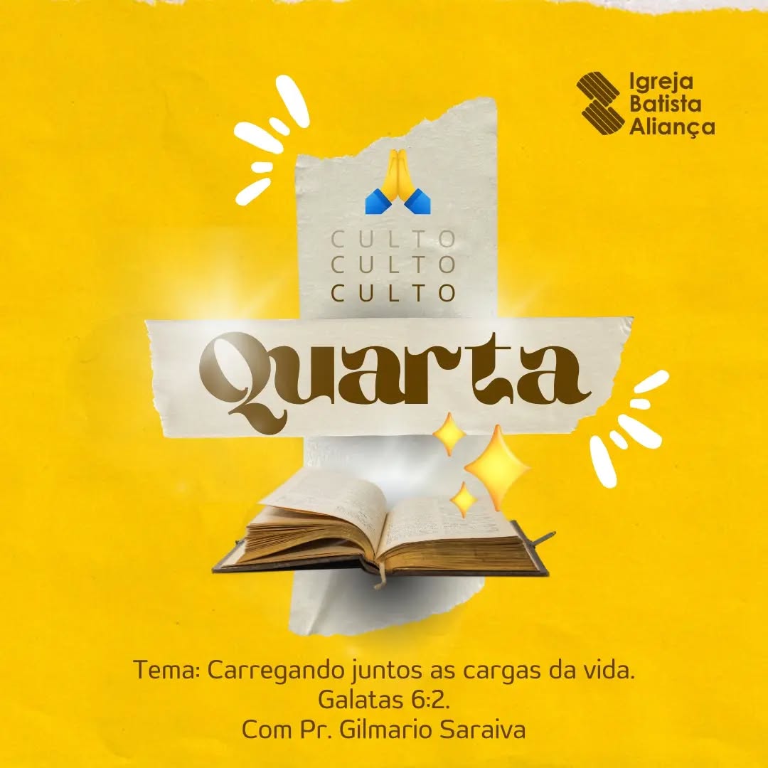 Vem pro culto aprender mais de Deus, nosso crescimento espiritual é essencial pra vida diária!