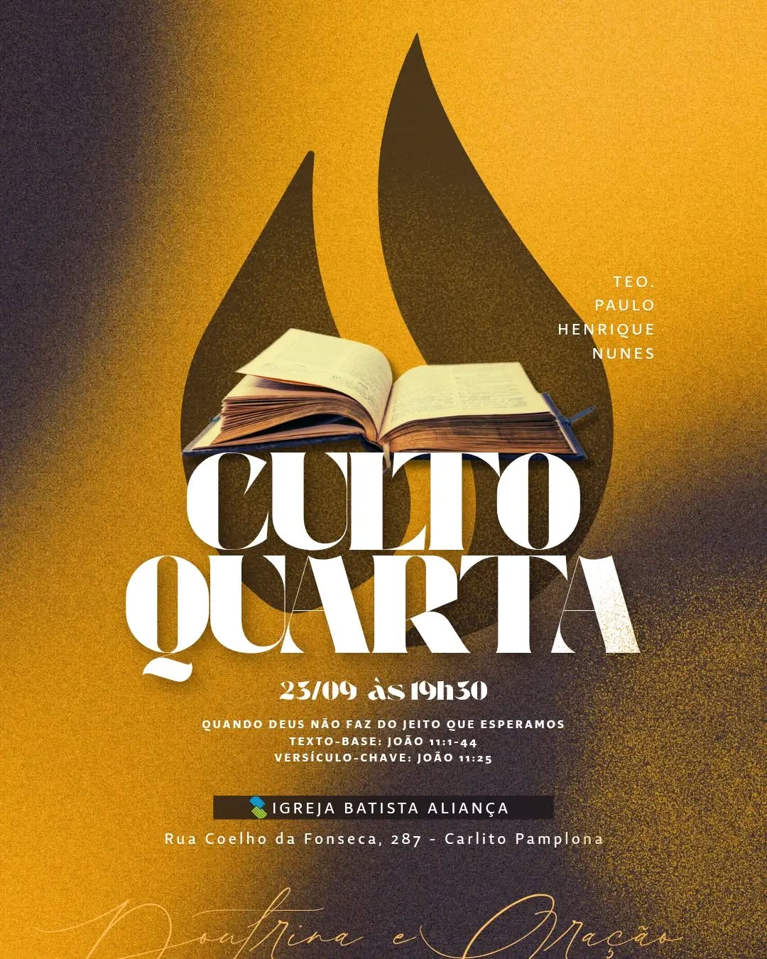 Culto de Doutrina e  Oração, vem aprender mais conosco da palavra de Deus! 📖🤲🏼