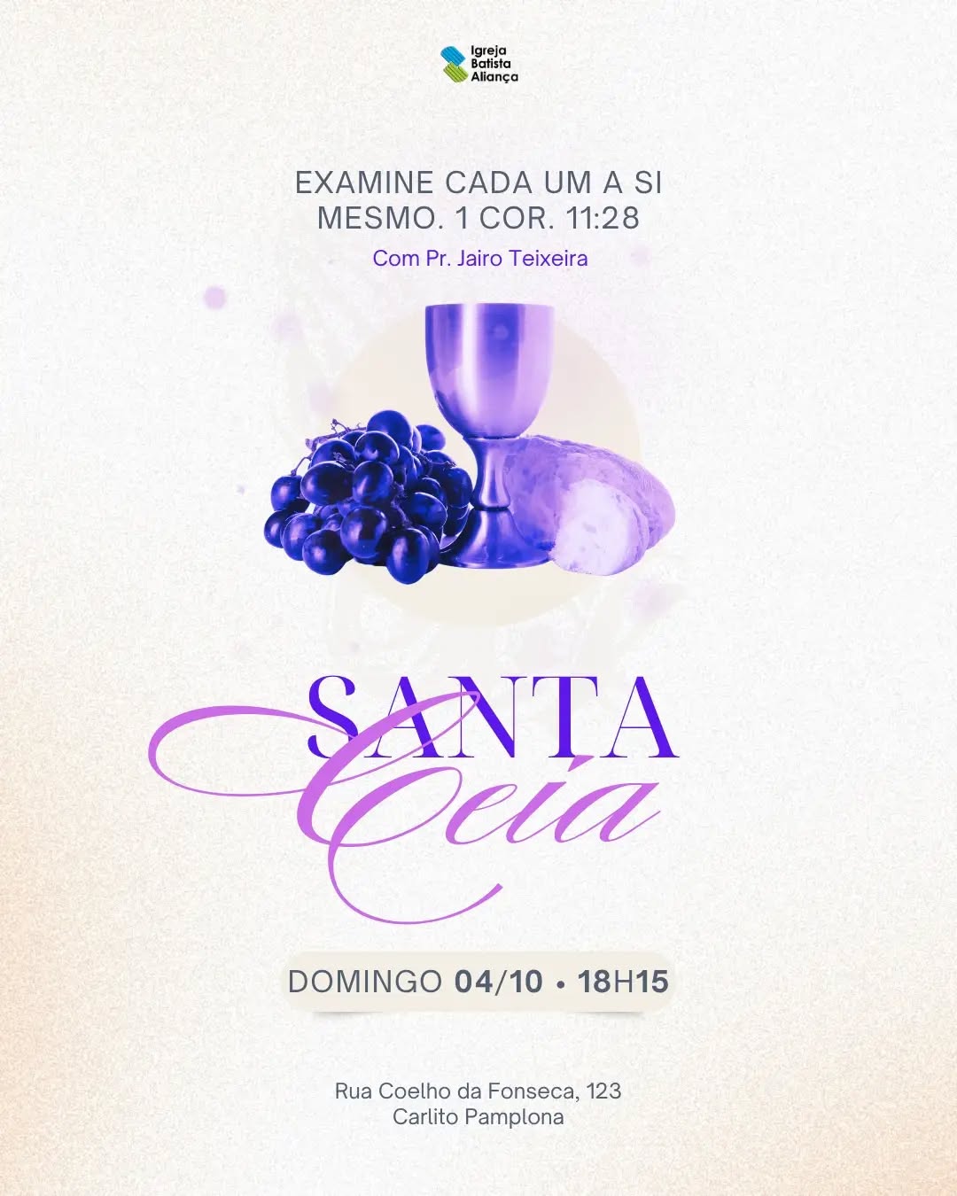 Culto de ceia do Senhor, vem ter essa comunhão a mesa do Deus! 📖🙌🏻🍷🥖🎶