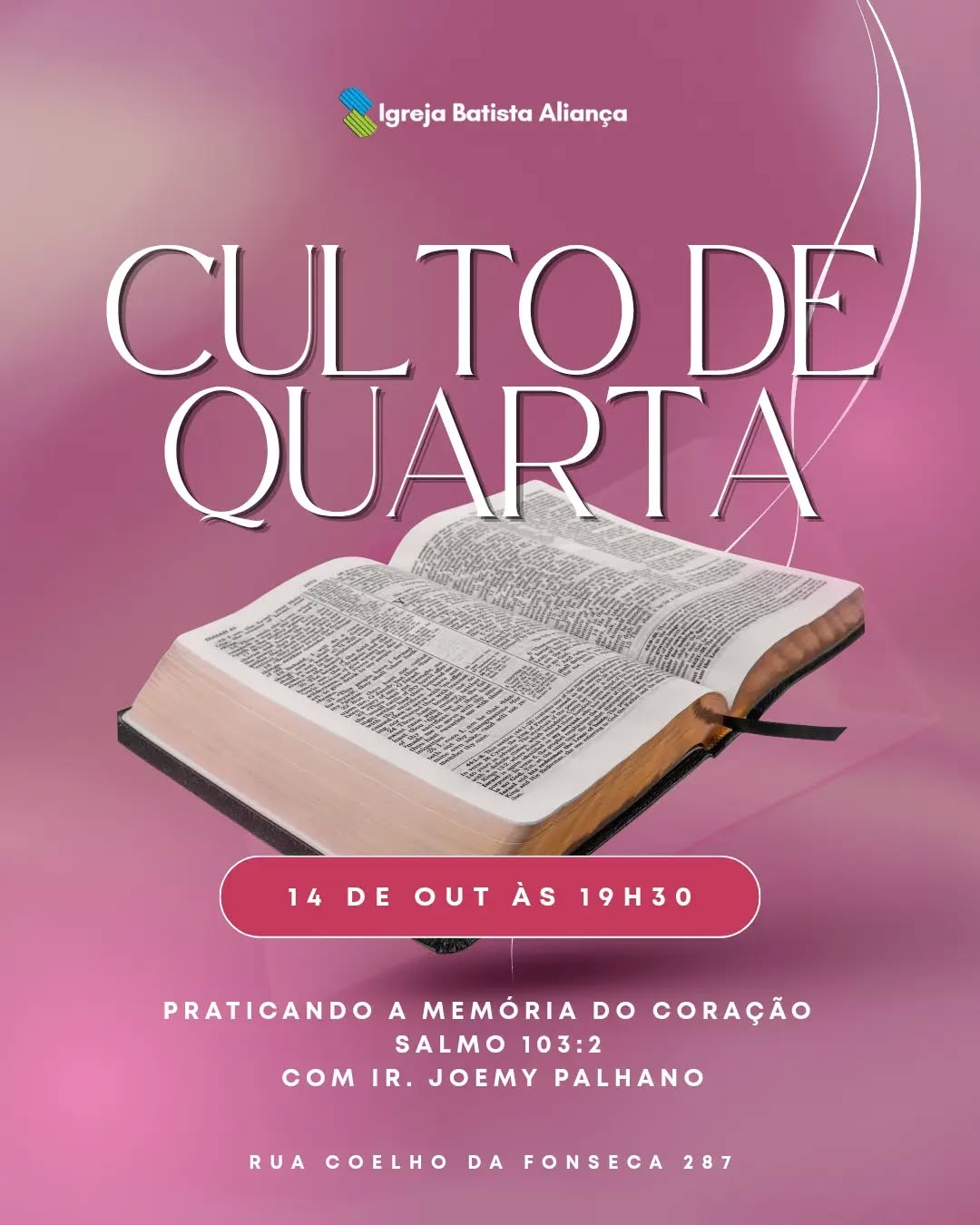 Quartas temos ensino, vem pro culto ?